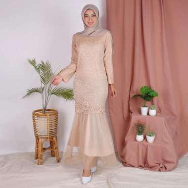 Baju Muslim Gamis Burkat Tunik Wanita Model Maxi Celmira Duyung Brukat Cord Tulang Premium Dress siz