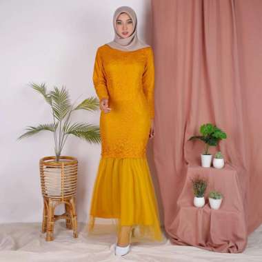 Baju Muslim Gamis Burkat Tunik Wanita Model Maxi Celmira Duyung Brukat Cord Tulang Premium Dress siz