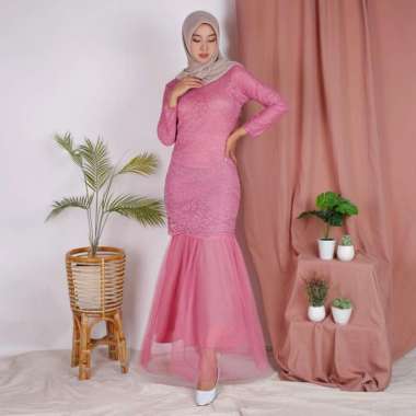 Baju Muslim Gamis Burkat Tunik Wanita Model Maxi Celmira Duyung Brukat Cord Tulang Premium Dress siz