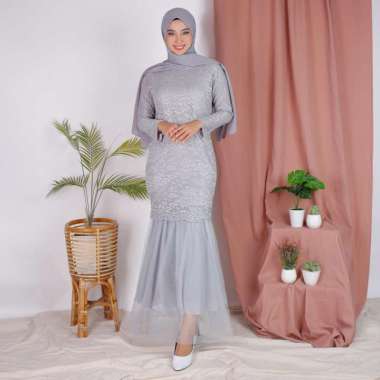 Baju Muslim Gamis Burkat Tunik Wanita Model Maxi Celmira Duyung Brukat Cord Tulang Premium Dress siz