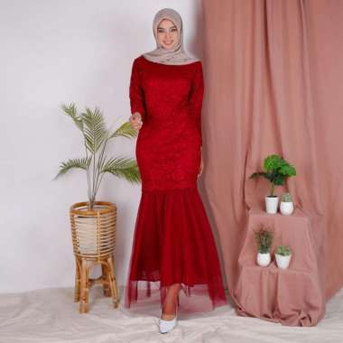 Baju Muslim Gamis Burkat Tunik Wanita Model Maxi Celmira Duyung Brukat Cord Tulang Premium Dress siz