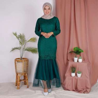 Baju Muslim Gamis Burkat Tunik Wanita Model Maxi Celmira Duyung Brukat Cord Tulang Premium Dress siz