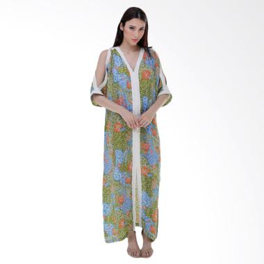 Anakara Sparkling Flowers Liner Kaftan - Green