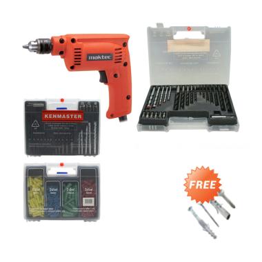 Maktec Paket Mesin Bor MT60 + KENMA ... Besi Kayu + Sekrup Fisher