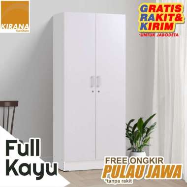 FULL KAYU - Kirana Lemari Pakaian Modern Minimalis 2 Pintu Wanaka - WG