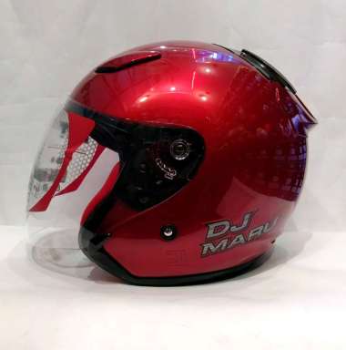 HELM KYT DJ MARU SOLID RED MAROON HELM HALF FACE L RED MAROON