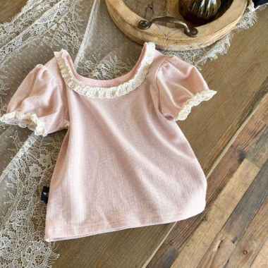 Blouse Renda Stretch - Atasan Anak Perempuan 140 Dusty Pink