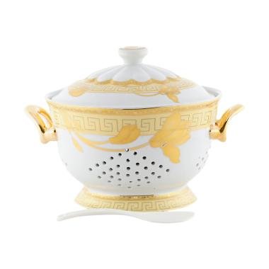 Vicenza M09 Motif Lily Rice Bowl Mangkuk Wadah Nasi [26 Cm] Gold