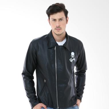 Crows Denim Trend Biker New Series Kulit Jaket Pria - Hitam