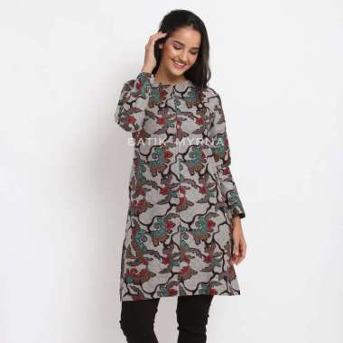 BATIK MYRNA - Tunic Atasan Dress Batik Wanita Perempuan Motif Galaran XXL