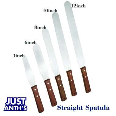 Spatula Lurus Stainless Gagang Kayu Spatula Kue Butter Cream 10inch