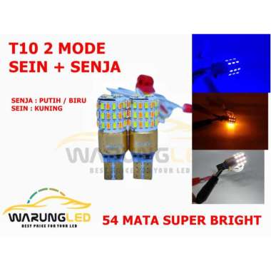 LAMPU LED LUMINOS T10 2 MODE SENJA + SEIN MOTOR SUPER BRIGHT 54 MATA BIRU KUNING