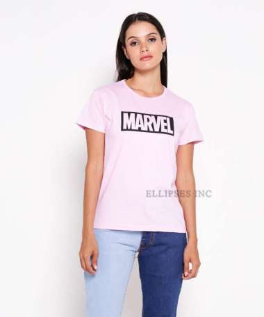 ELLIPSESINC Kaos Wanita Lengan Pendek Marvel L Pink