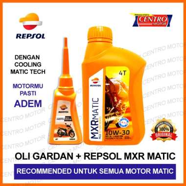 OLI REPSOL MXR MATIC 10W30 + OLI GARDAN REPSOL. COCOK UNTUK SEMUA MOTOR MATIC