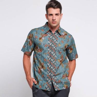 Batik Arjunaweda Men Hem Batik Lengan Pendek Pria - Hijau [54117048]