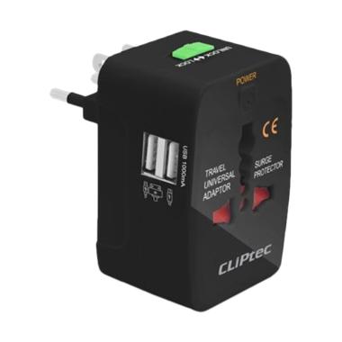 Cliptec GZJ 131 Universal Travelling Plug Adaptor With 2 USB Ports