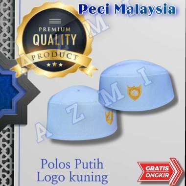 Peci peci malaysia murah malaisia logo songkok kopiah Putih Logo Kuning 6 Logo Kuning 1