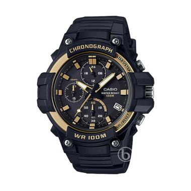 CASIO Choronograph Sports Jam Tangan Pria [MCW-110H/ Original] Black Gold
