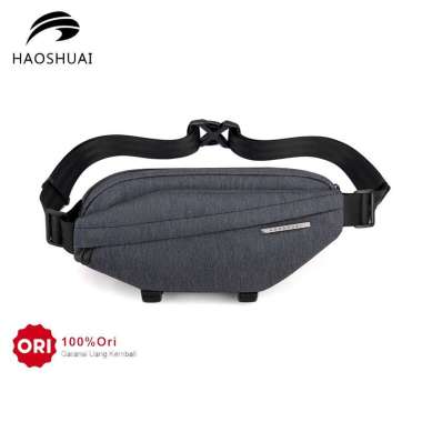 HAOSHUAI 1216 Tas Selempang Pria Wanita Tas Pinggang Waistbag Bahan Premium Waterproof Cowboy Blue