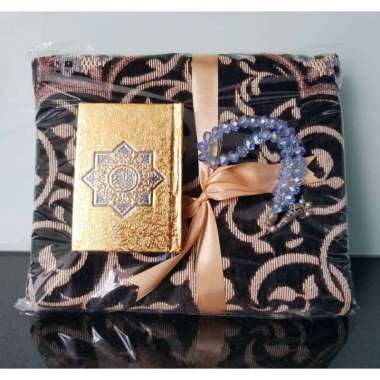 [S9TKQ] Paket SAJADAH S9 + AL QURAN SAKU + TASBIH KRISTAL MAHAR SESERAHAN MAS KAWIN SOUVENIR Gold