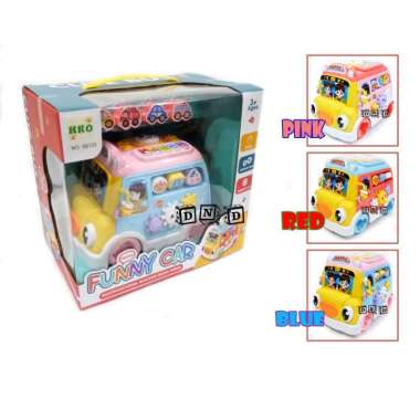Mainan Anak Funny Car Multifunction Building Block Happy Bus