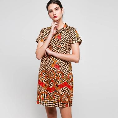 Batik Arjunaweda 19318118 Sawat Latar Wajik Sackdress Wanita - Cokelat