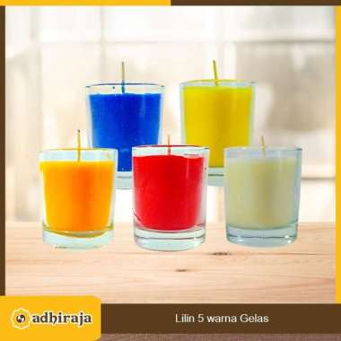 Lilin Stearin Puja Sembahyang Waisak Pancawarna 5 Warna Gelas