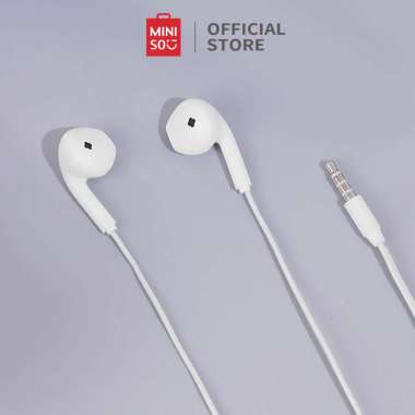 Miniso Earphone in Ear Earbuds Silikon Kabel Noise Cancelling Awet Headset Universal HF230 White Put