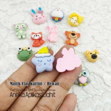 10 BIJI MANIK CLAY KARAKTER / HEWAN /MANIK TEMPEL DIY