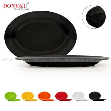 Piring Oval Melamin 10 Inch - Piring Saji - Piring Melamin - Piring Melamine Donyku Hitam