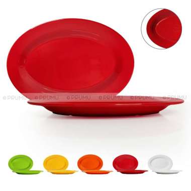 Piring Oval Melamin 10 Inch - Piring Saji - Piring Melamin - Piring Melamine Donyku Merah