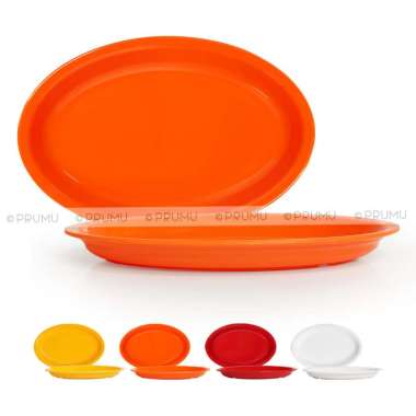 Piring Oval Melamin 10 Inch - Piring Saji - Piring Melamin - Piring Melamine Donyku Cekung Orange