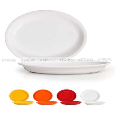 Piring Oval Melamin 10 Inch - Piring Saji - Piring Melamin - Piring Melamine Donyku Cekung Putih