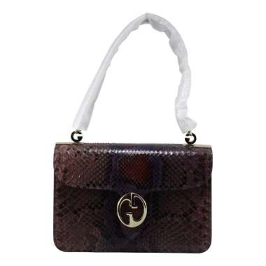 SECOND CHANCE I11386C Preloved Gucci Phyton Multicolor Interlocking Top Handle Bag Coklat Brown