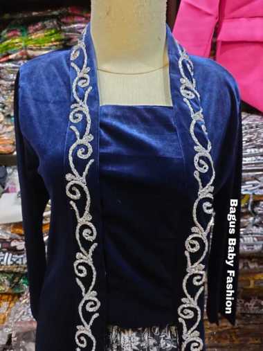 Kebaya Bludru Ukir Bunga Jepara Cantik Kebaya Aja Biru Payet Silver