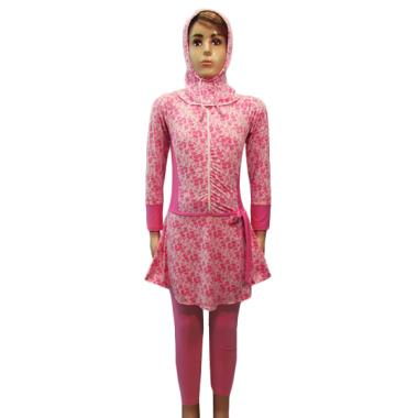 Rainy Collections Motif Bunga Sakura Baju Renang Anak Muslim [5-10 Tahun] M Pink - Pink