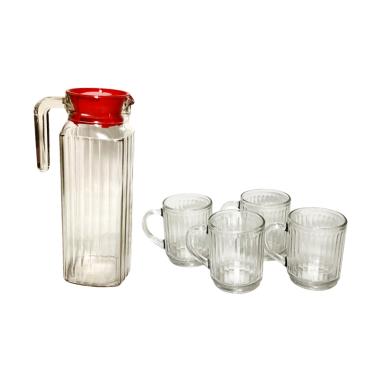KIMGLASS Nemo Water Pitcher Teko Set Gelas - Merah [5 Pcs/ 1 Pitcher + 4 Gelas] Merah