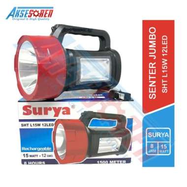 Lampu Senter Tangan Surya [HLT L15W 12 LED] / Senter Led Cas Jumbo / Senter Charger / Senter Emergen