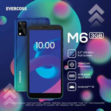 Evercoss M6 Ram 3/16 GB Handphone 4G Murah HP Android 4G LTE Murah Garansi Resmi 1 Tahun hitam