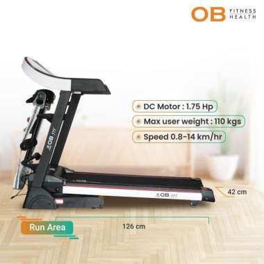 OB Fit OB-1039 AI Electric Treadmill Multifunction (JABODETABEK ONLY) 10 Oz Black Off White