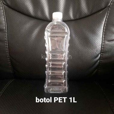 botol PET bening 1Liter 1000ml HF tutup putih