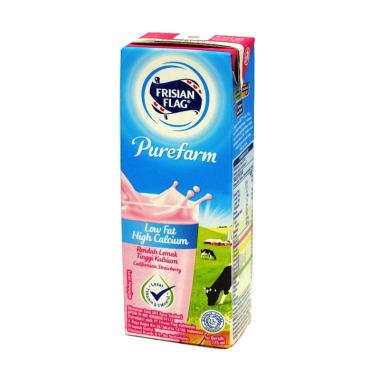 Promo Harga Frisian Flag Susu UHT Purefarm Low Fat Strawberry 225 ml - Blibli