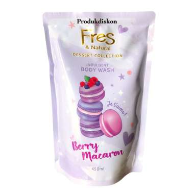 FRES & NATURAL Body Wash Refill 450 ML Berry Maccaron - Sabun Cair