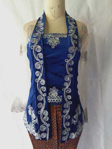 Kebaya Domas Bludru Motif Cantik Kombinasi Tile Kebaya Set Rok Biru