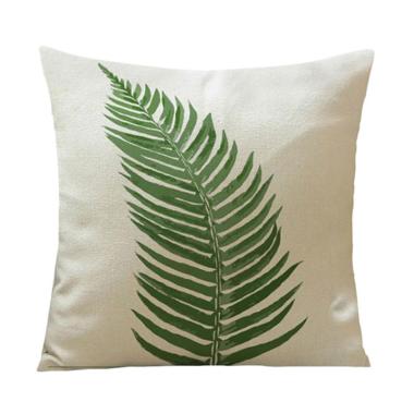 Green Leaves Painting Printed Waist Cushion Cover Throw Pillow Case Home Decor