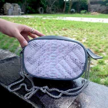Tas Wanita/Sling Bag/Kulit Ular Asli/Oval Jarit XS
