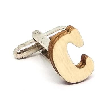 Houseofcuff Inisial Wood C Cufflink Manset Kancing Kemeja brown