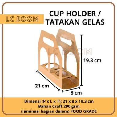 Cup Holder Tatakan Gelas Kopi Double Cup / Dua Lubang Cup Minuman Take Away Delivery Bahan Kraft Lam