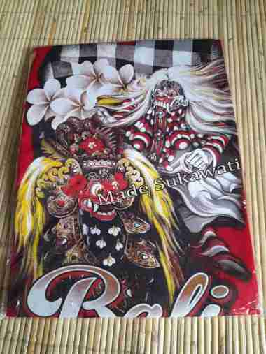 Baju Kaos distro motif barong rangda khas bali Merah XL