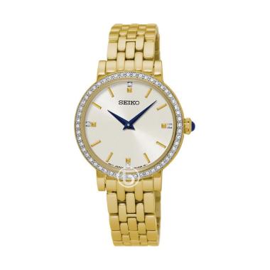 Seiko SFQ-811.P1 Swarovski Analog Jam Tangan Wanita [Original]  Gold